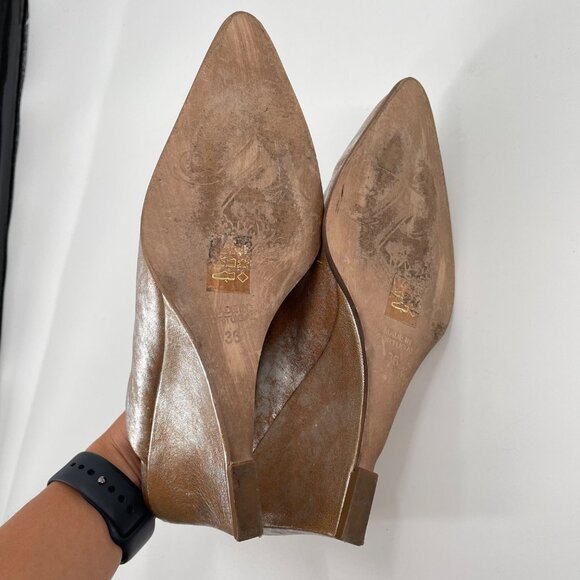 Free People Gold Metallic Slip On Wedge Galactica Mules Womens EU Size 36 - Picture 9 of 10